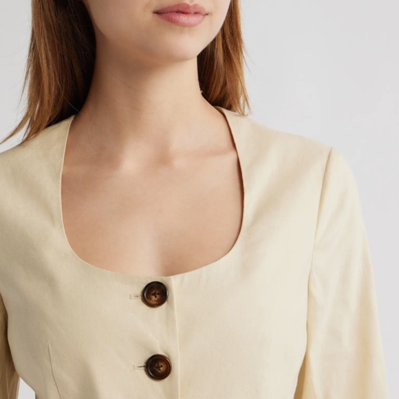 Rag & Bone Roslyn Linen Blazer Tan Square Neck Tailored Jacket NWT - Picture 2 of 10